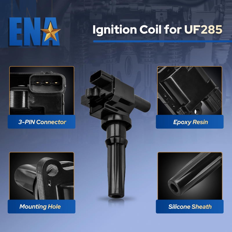 ENA Set of 2 Ignition Coil Pack Compatible with Hyundai Kia 2001-2006 Santa Fe Magentis Optima, 1999 2000 2001 2002 2003 2004 2005 Sonata 2.4L L4 Coils Replacement for UF285 2730138020 5C1155 - Image 2